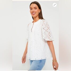 Tuckernuck White Eyelet Finley Flutter Sleeve Top